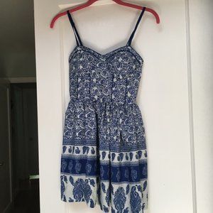 Blue Pattern Skater Dress